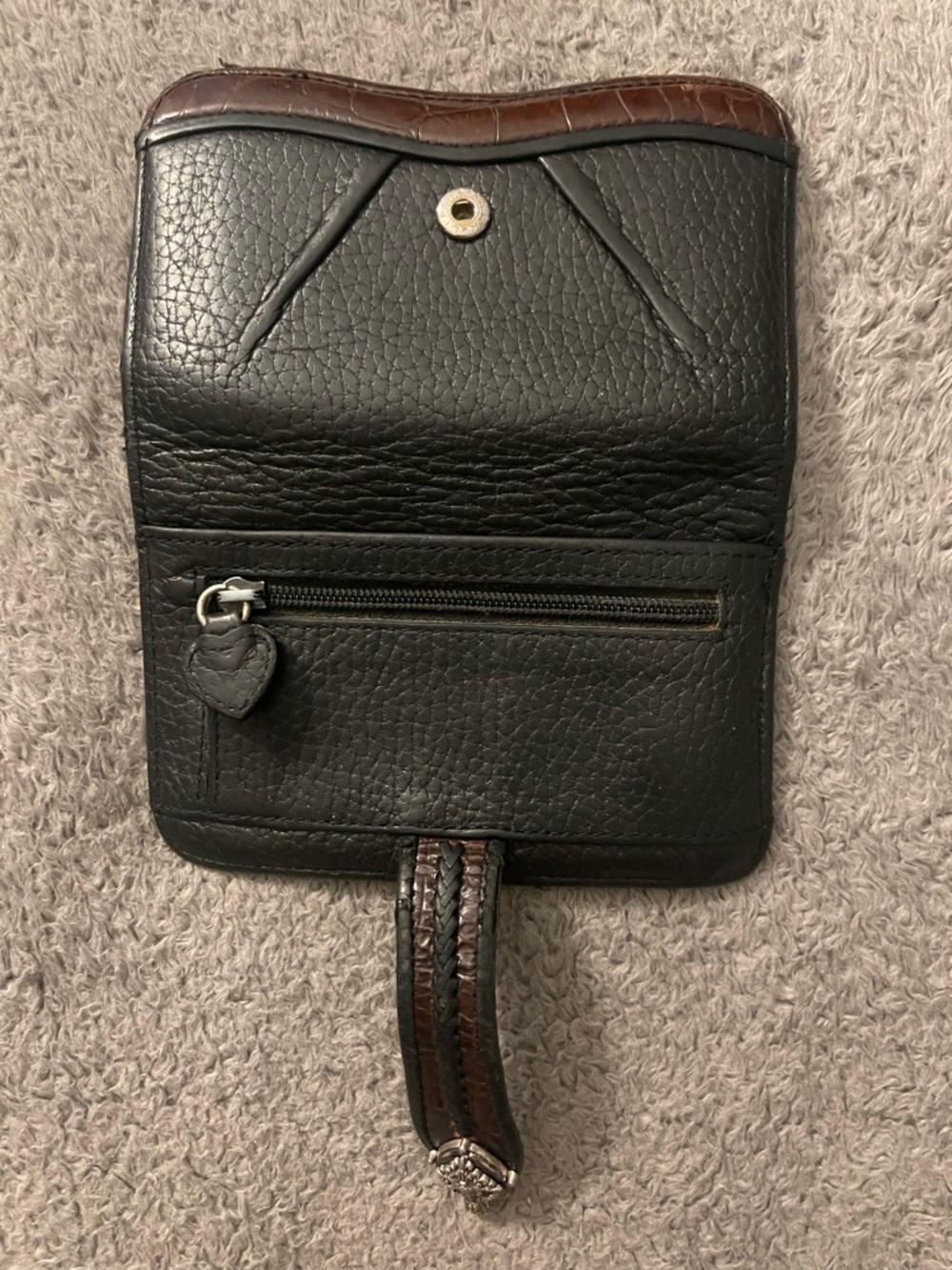 Brighton Black and Brown Leather Wallet with Decorative Silver Accent - Picture 7 of 7